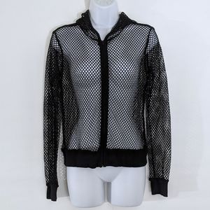 💀 Black Fishnet Zip Hoodie, Goth / Punk / Emo